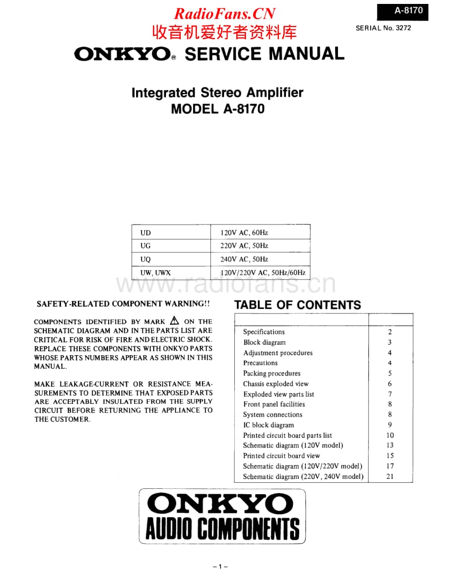 Onkyo-A8170-int-sm维修电路原理图.pdf_第1页