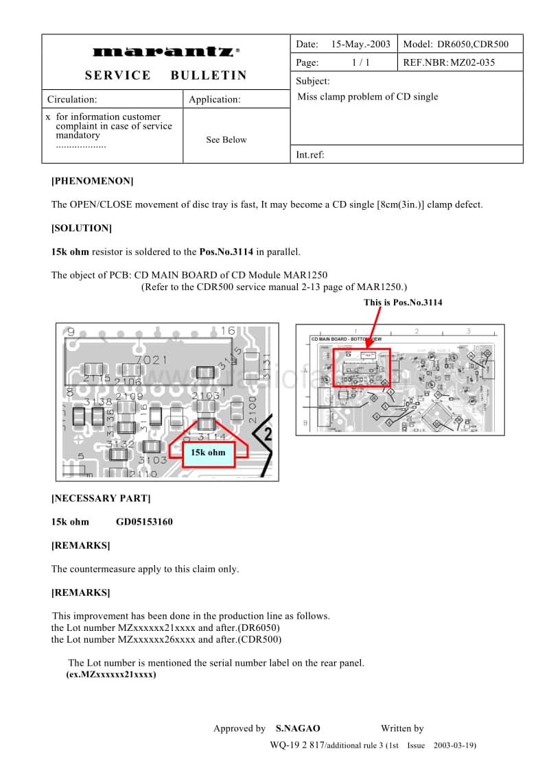 Marantz-CDR-500-Service-Bulletin电路原理图.pdf_第3页