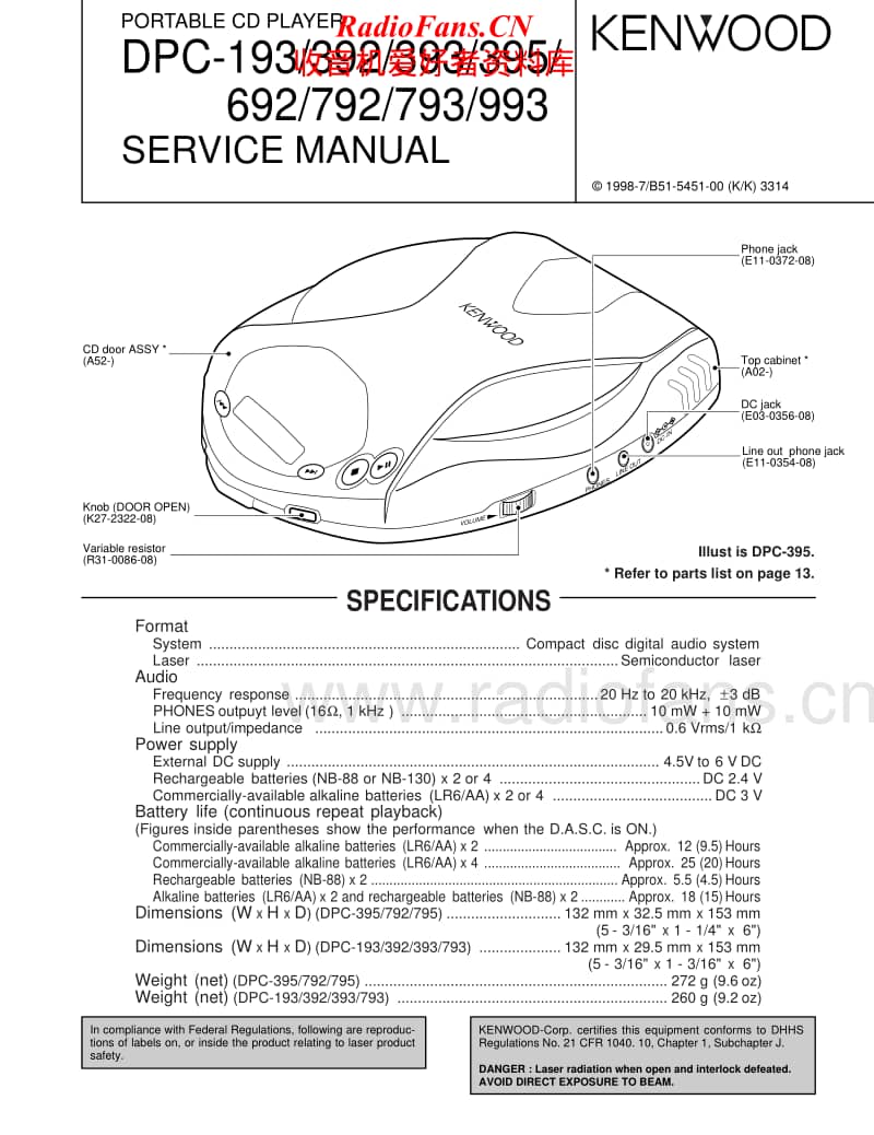 Kenwood-DPC-193-Service-Manual电路原理图.pdf_第1页