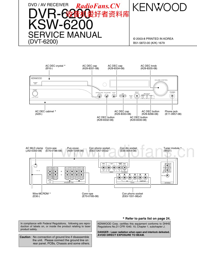 Kenwood-DVR-6200-Service-Manual电路原理图.pdf_第1页