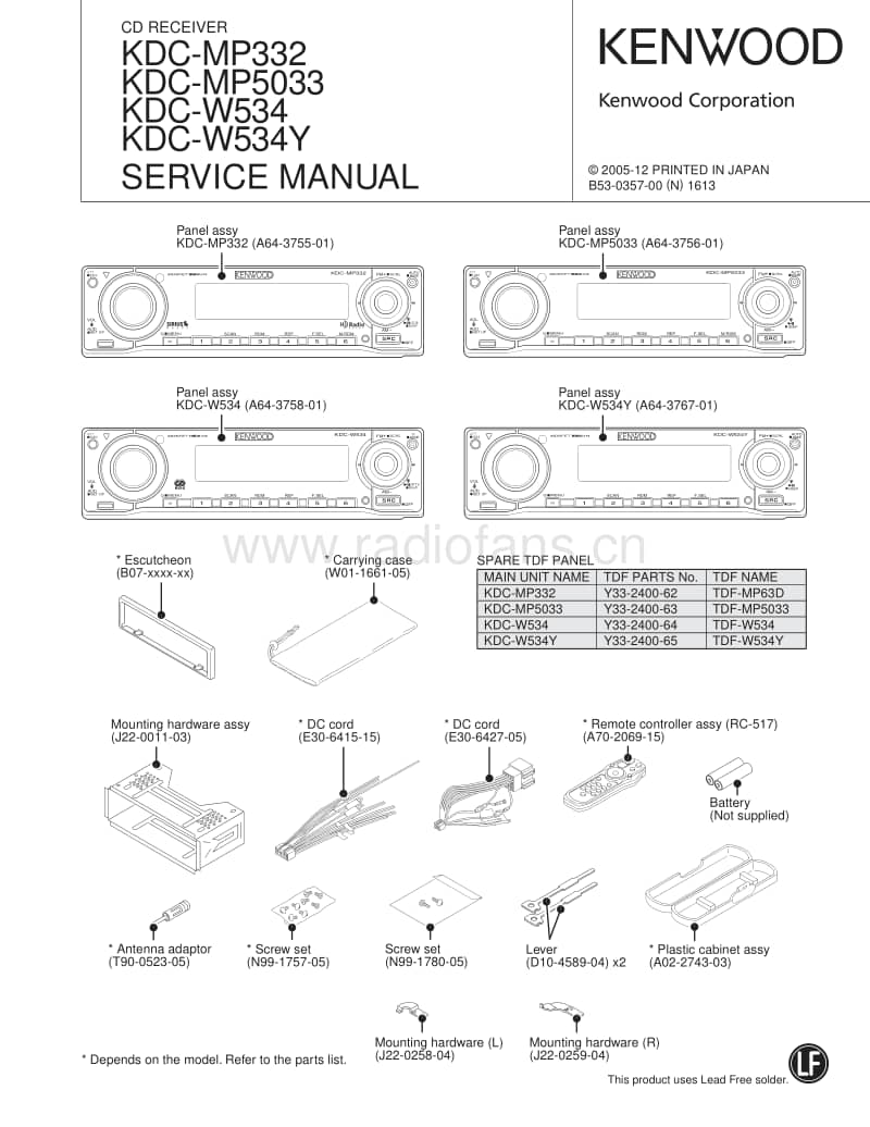 Kenwood-KDCMP-332-Service-Manual电路原理图.pdf_第1页