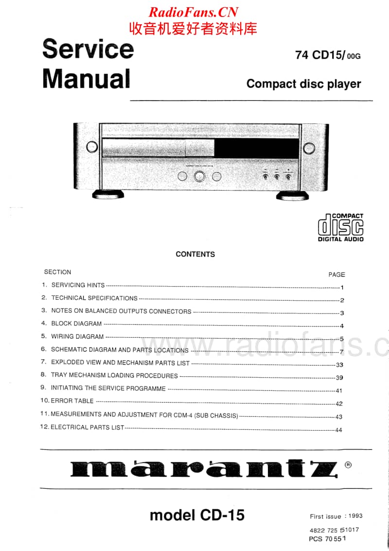 Marantz-CD-15-Service-Manual电路原理图.pdf_第1页