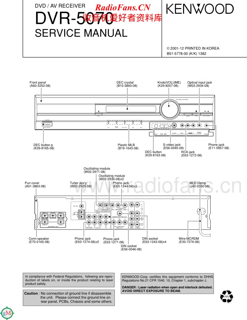 Kenwood-DVR-5070-Service-Manual电路原理图.pdf_第1页