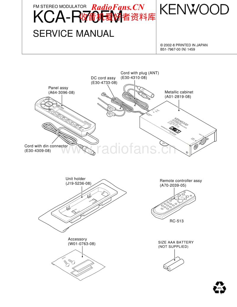 Kenwood-KCAR-70-FM-Service-Manual电路原理图.pdf_第1页