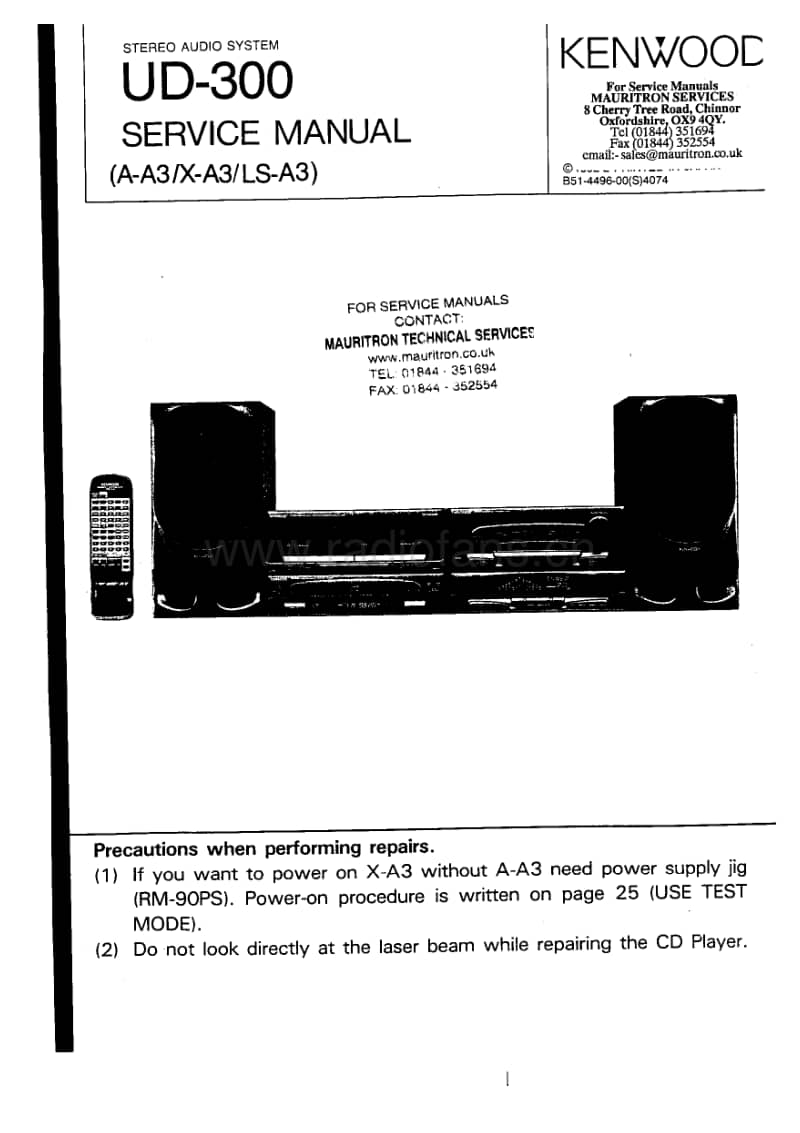 Kenwood-UD-300-Service-Manual电路原理图.pdf_第1页