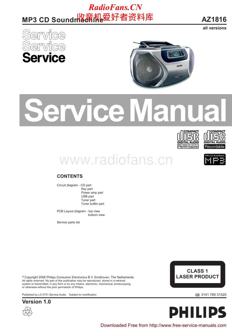 Philips-AZ-1816-Service-Manual电路原理图.pdf_第1页