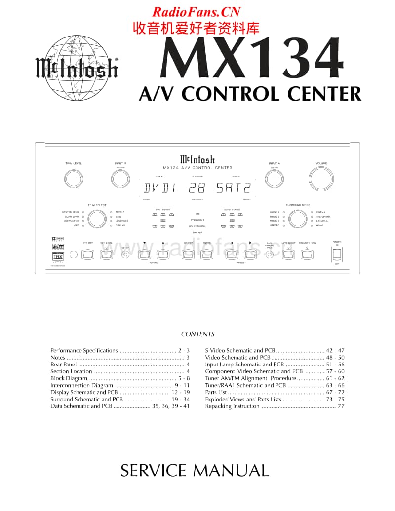 McIntosh-MX-134-Service-Manual电路原理图.pdf_第1页