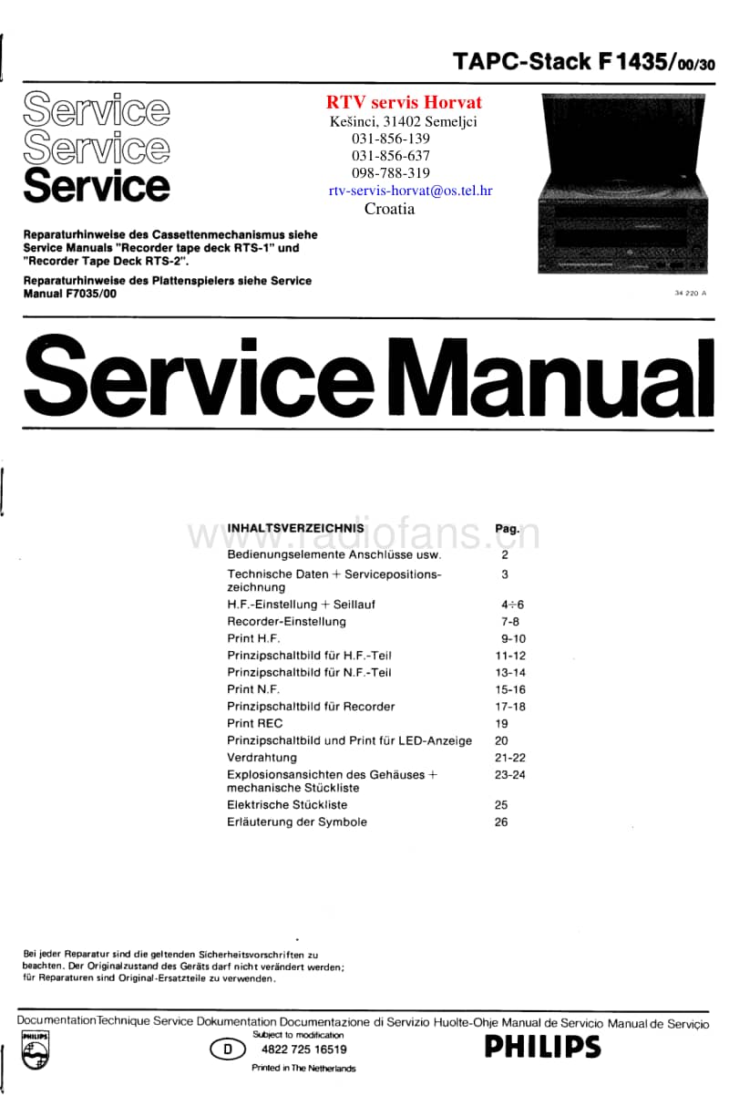 Philips-F-1435-Service-Manual电路原理图.pdf_第1页