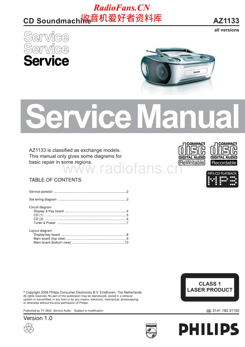 Philips-AZ-1133-Service-Manual电路原理图.pdf_第1页