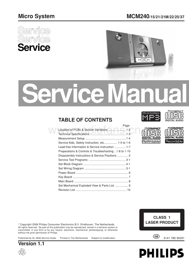 Philips-MCM-240-Service-Manual电路原理图.pdf_第1页