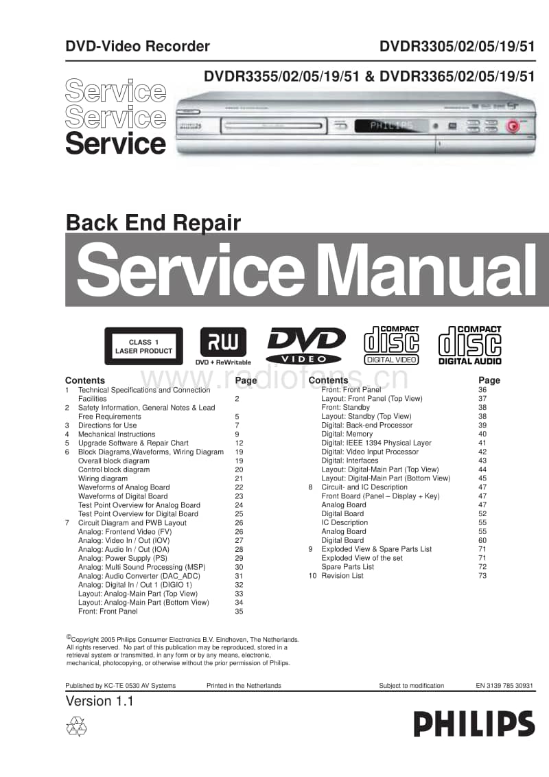 Philips-DVDR-3305-3365-Service-Manual电路原理图.pdf_第1页