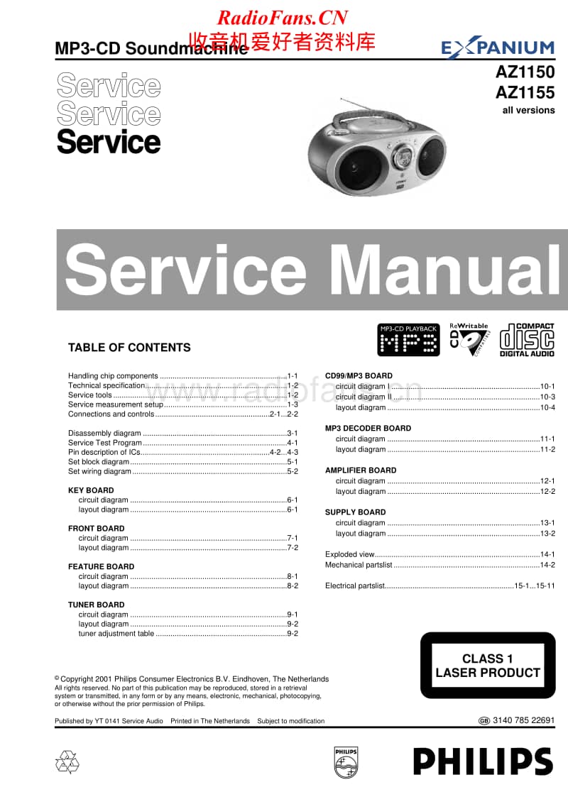 Philips-AZ-1150-AZ-1155-Service-Manual(1)电路原理图.pdf_第1页