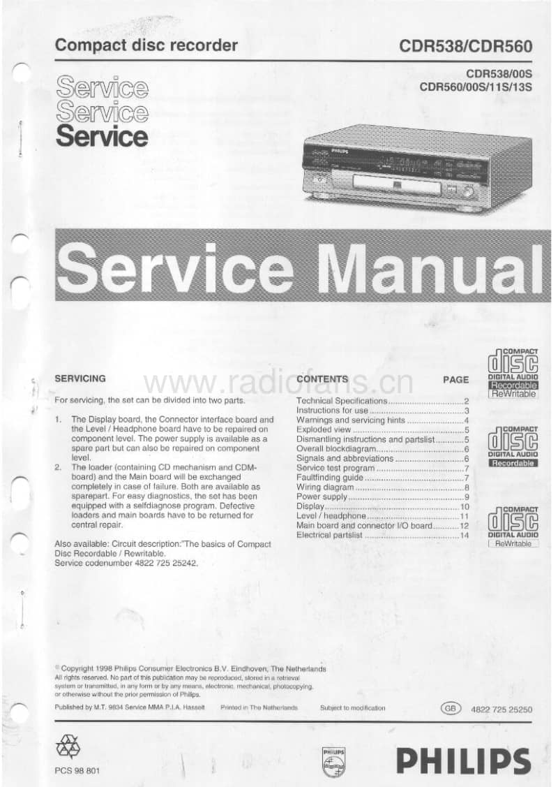 Philips-CDR-538-CDR-560-Service-Manual电路原理图.pdf_第1页