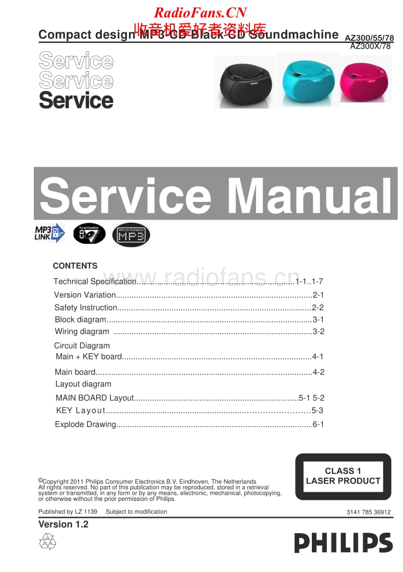 Philips-AZ-300-Service-Manual电路原理图.pdf_第1页