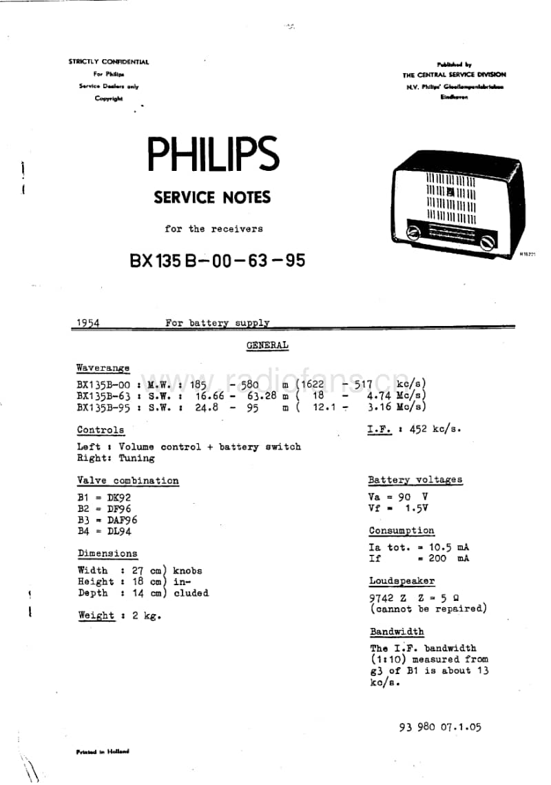 Philips-BX-135-B-Service-Manual电路原理图.pdf_第1页