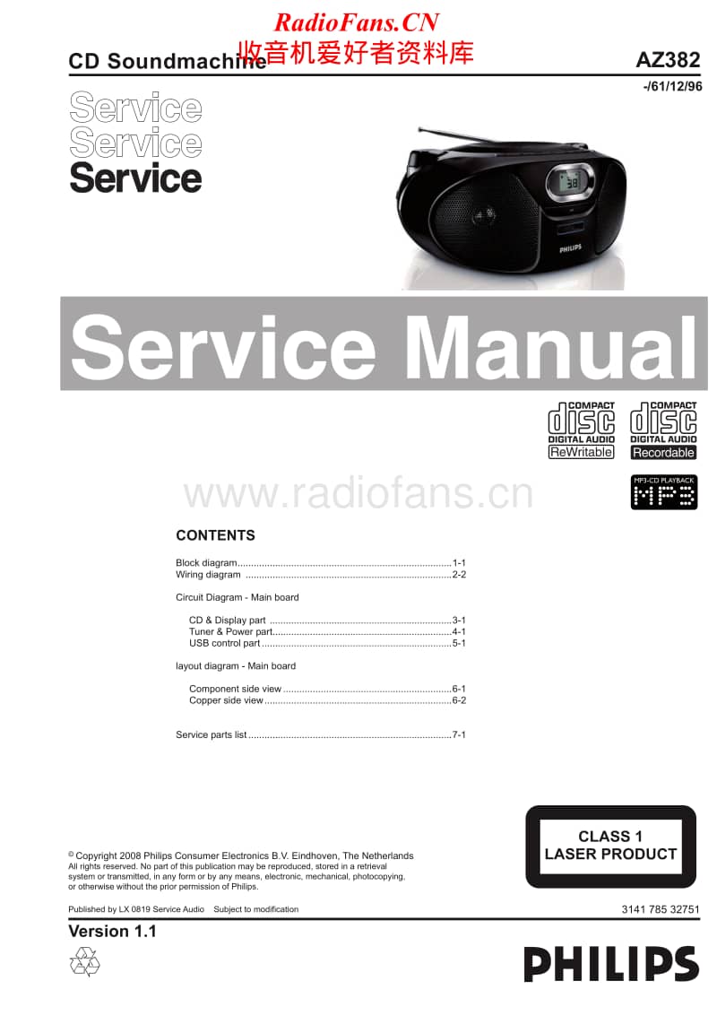 Philips-AZ-382-Service-Manual电路原理图.pdf_第1页