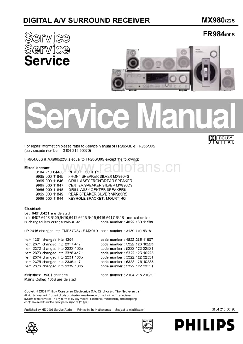 Philips-MX-980-Service-Manual电路原理图.pdf_第1页