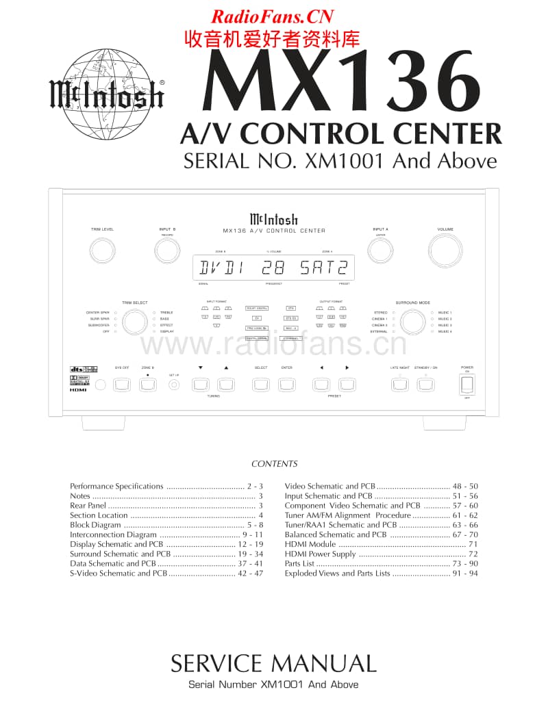 McIntosh-MX-136-Service-Manual电路原理图.pdf_第1页