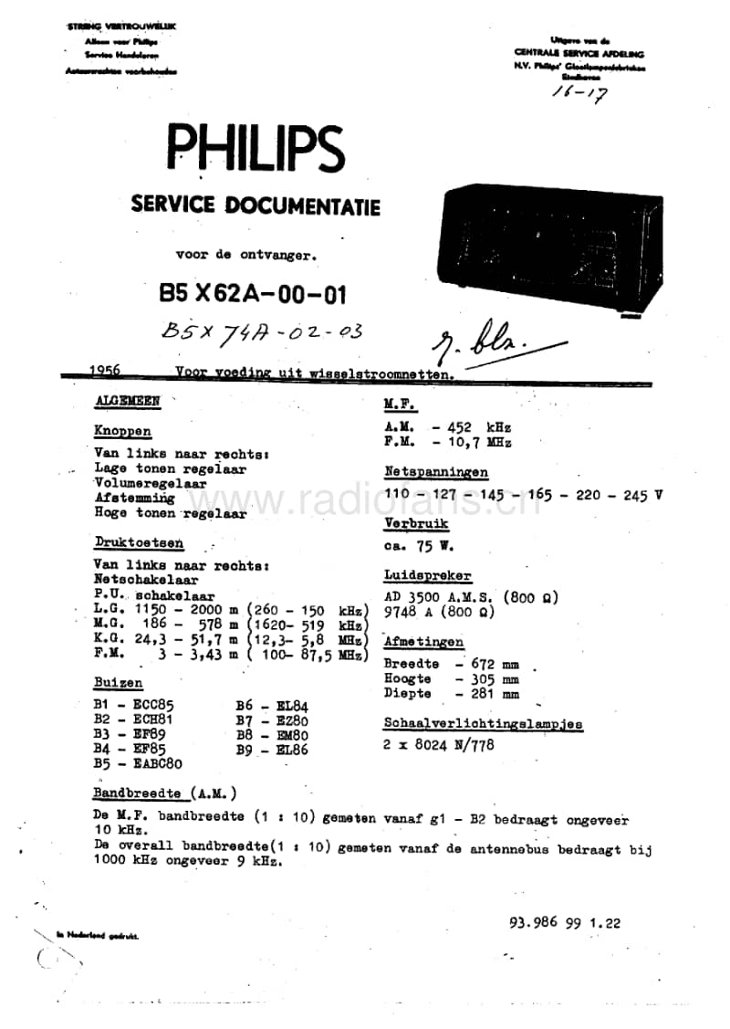 Philips-B-5-X-74-A-Service-Manual电路原理图.pdf_第1页