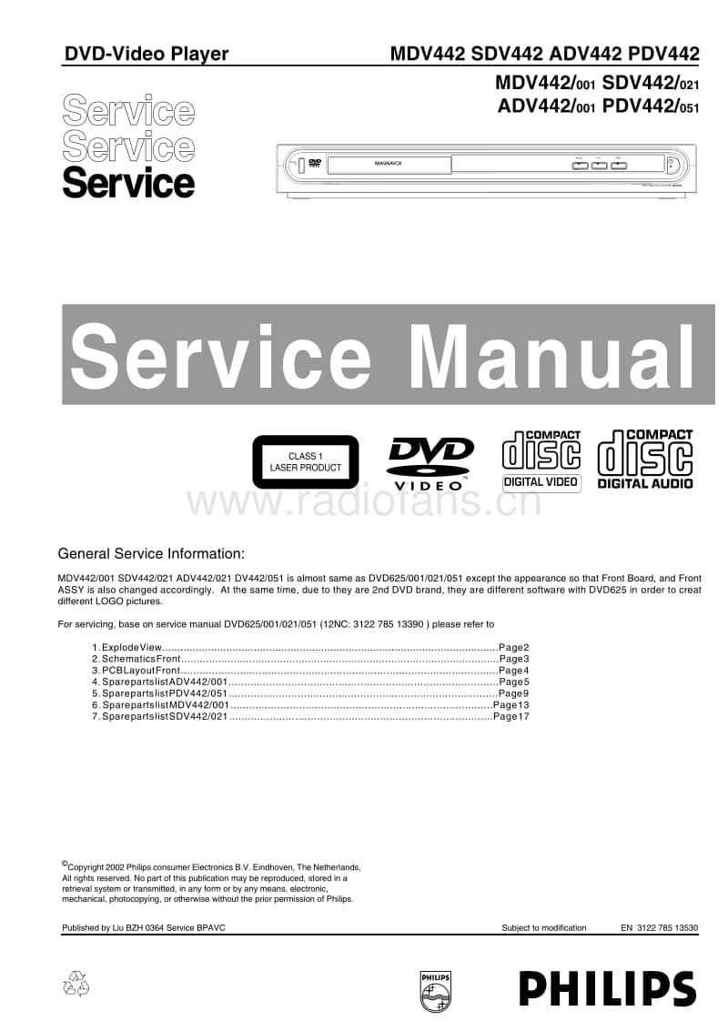 Philips-PDV-442-Service-Manual电路原理图.pdf_第1页