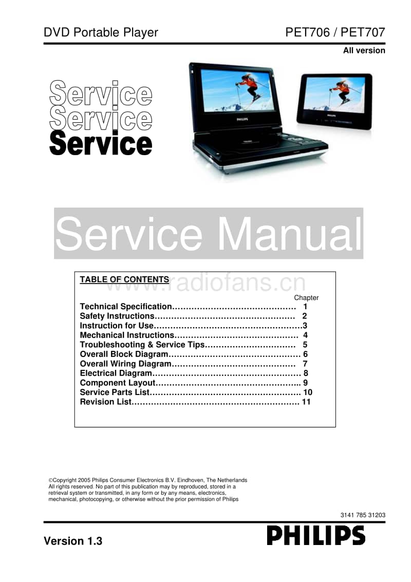 Philips-PET-706-Service-Manual电路原理图.pdf_第1页