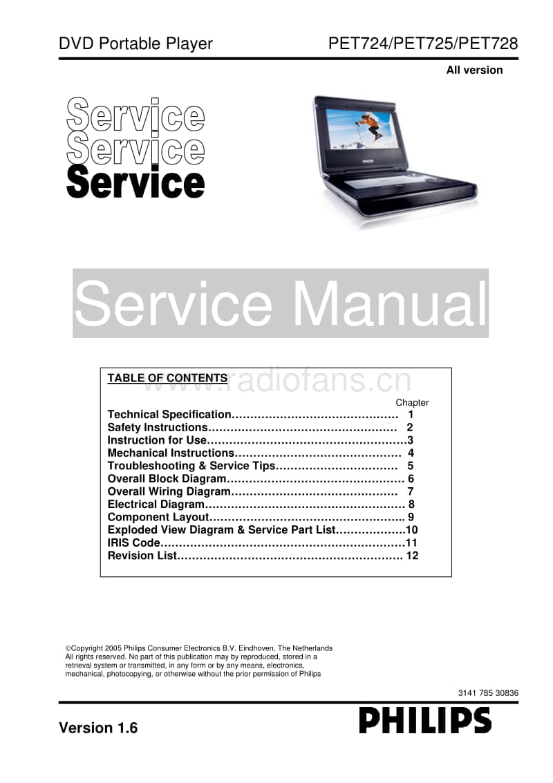 Philips-PET-725-Service-Manual电路原理图.pdf_第1页