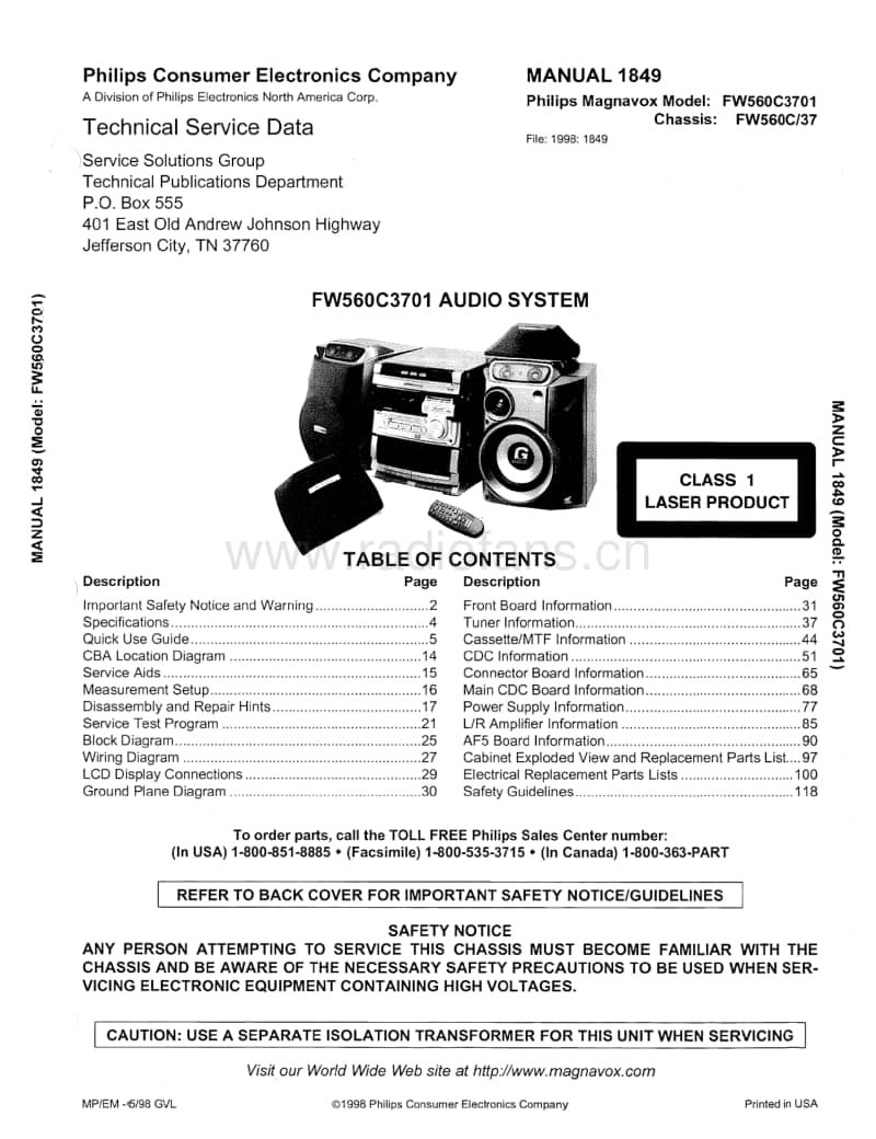 Philips-FW-560-C-3701-Service-Manual电路原理图.pdf_第1页