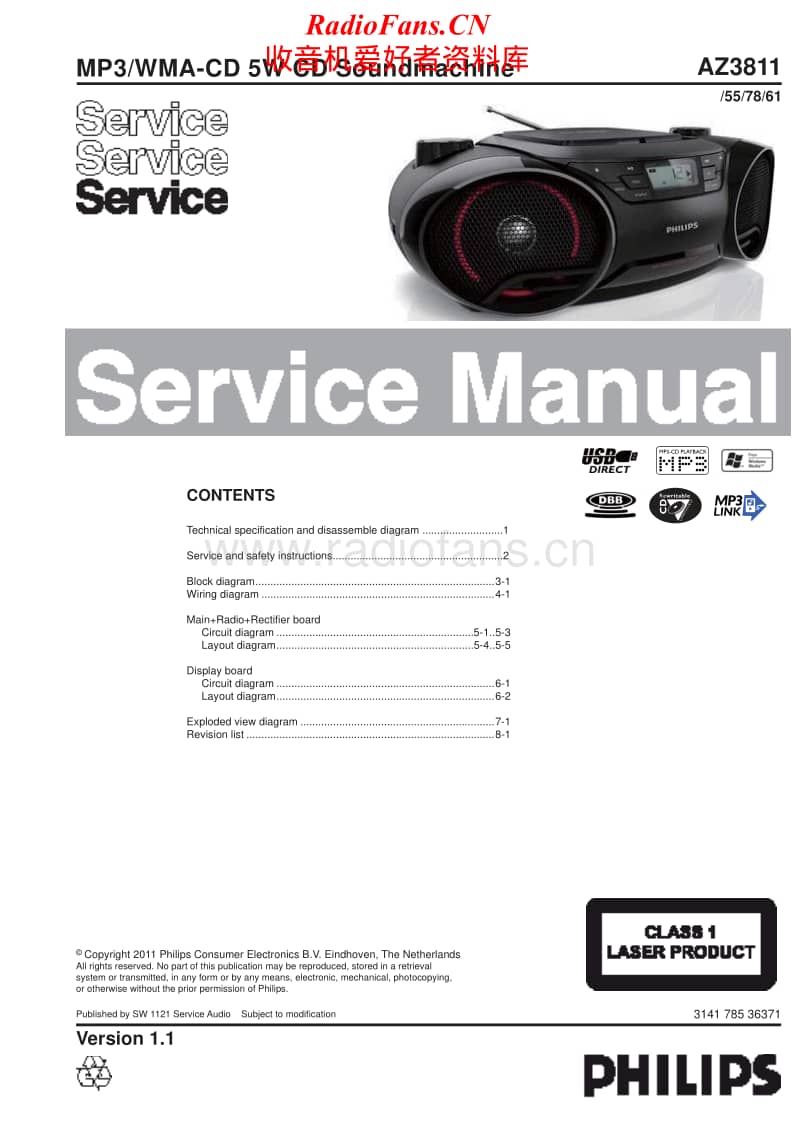 Philips-AZ-3811-Service-Manual电路原理图.pdf_第1页