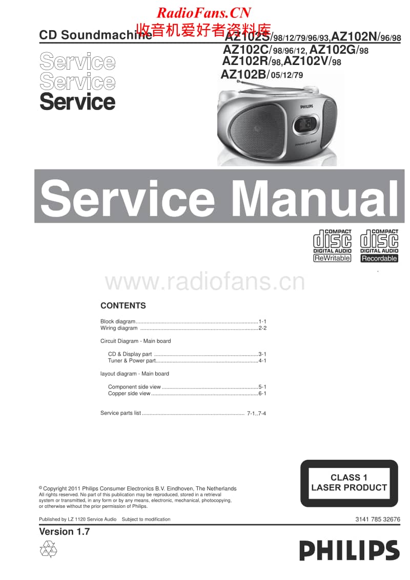 Philips-AZ-102-B-Service-Manual电路原理图.pdf_第1页