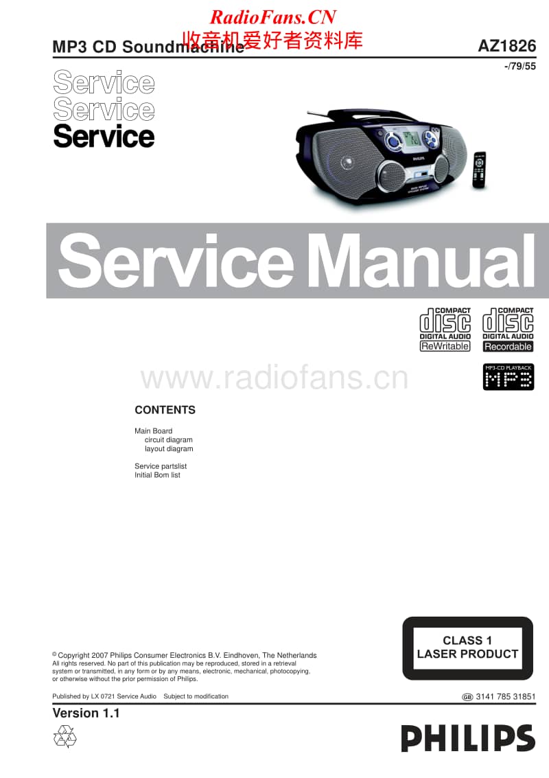 Philips-AZ-1826-Service-Manual电路原理图.pdf_第1页