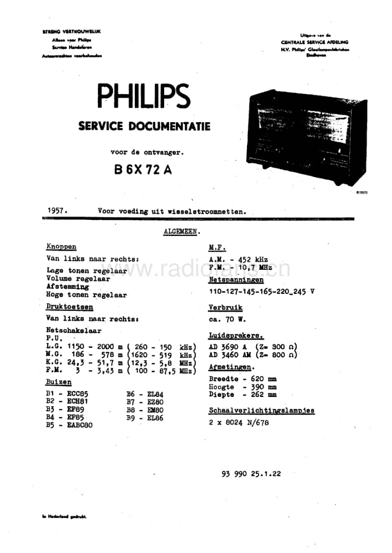 Philips-B-6-X-72-A-Service-Manual电路原理图.pdf_第1页