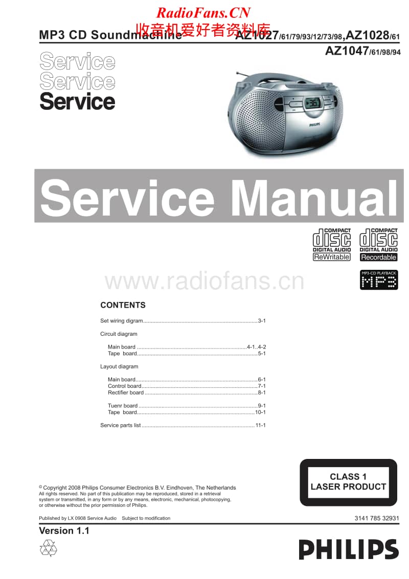 Philips-AZ-1047-Service-Manual电路原理图.pdf_第1页