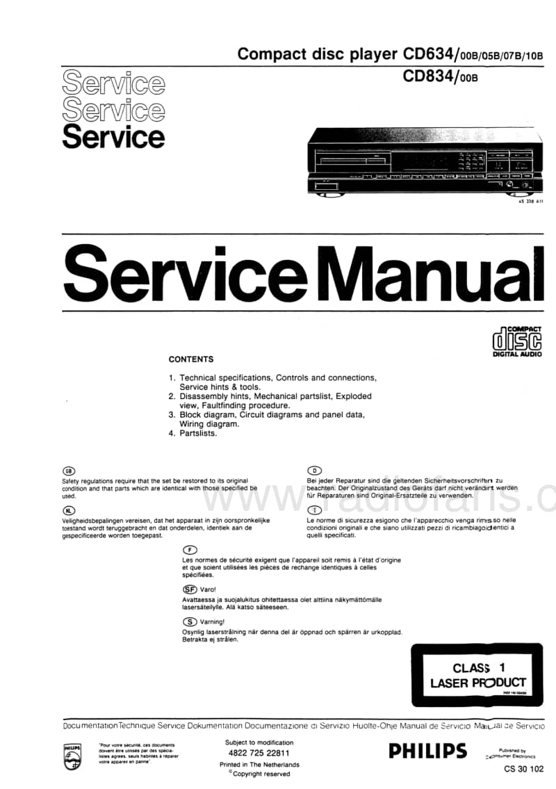 Philips-CD-834-Service-Manual电路原理图.pdf_第1页