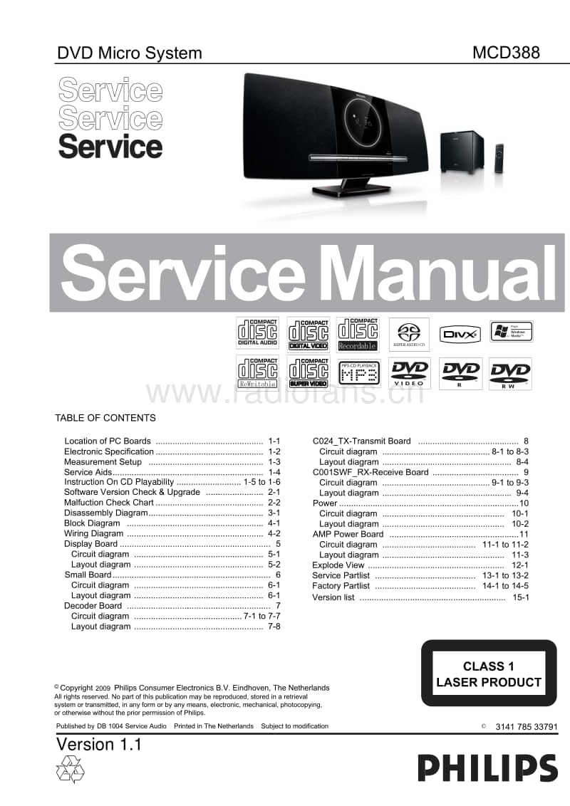 Philips-MCD-388-Service-Manual电路原理图.pdf_第1页