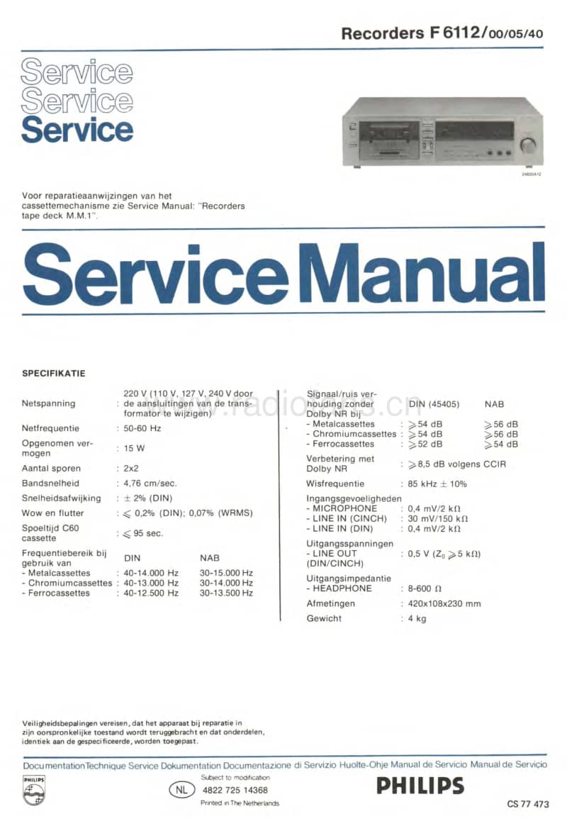 Philips-F-6112-Service-Manual电路原理图.pdf_第1页