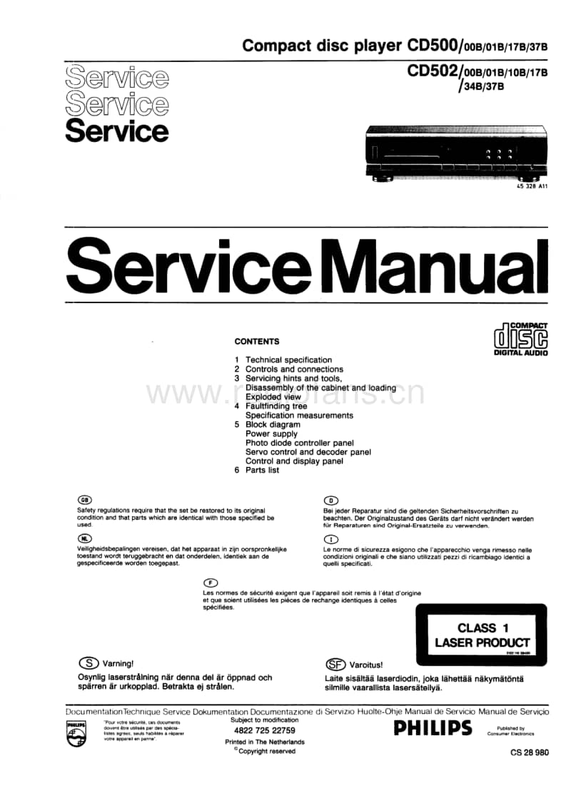 Philips-CD-502-Service-Manual电路原理图.pdf_第1页