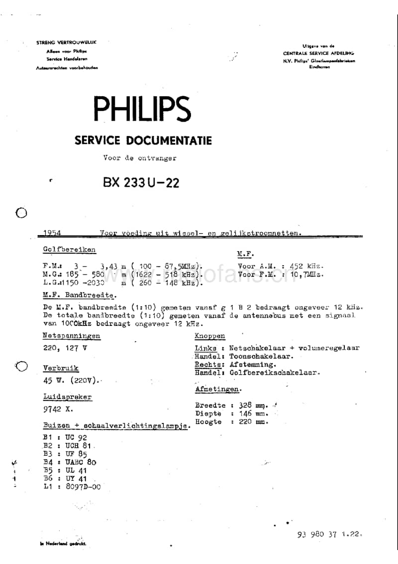 Philips-BX-233-U-Service-Manual电路原理图.pdf_第1页