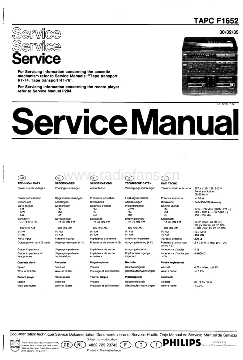 Philips-TAPCF-1652-Service-Manual电路原理图.pdf_第1页