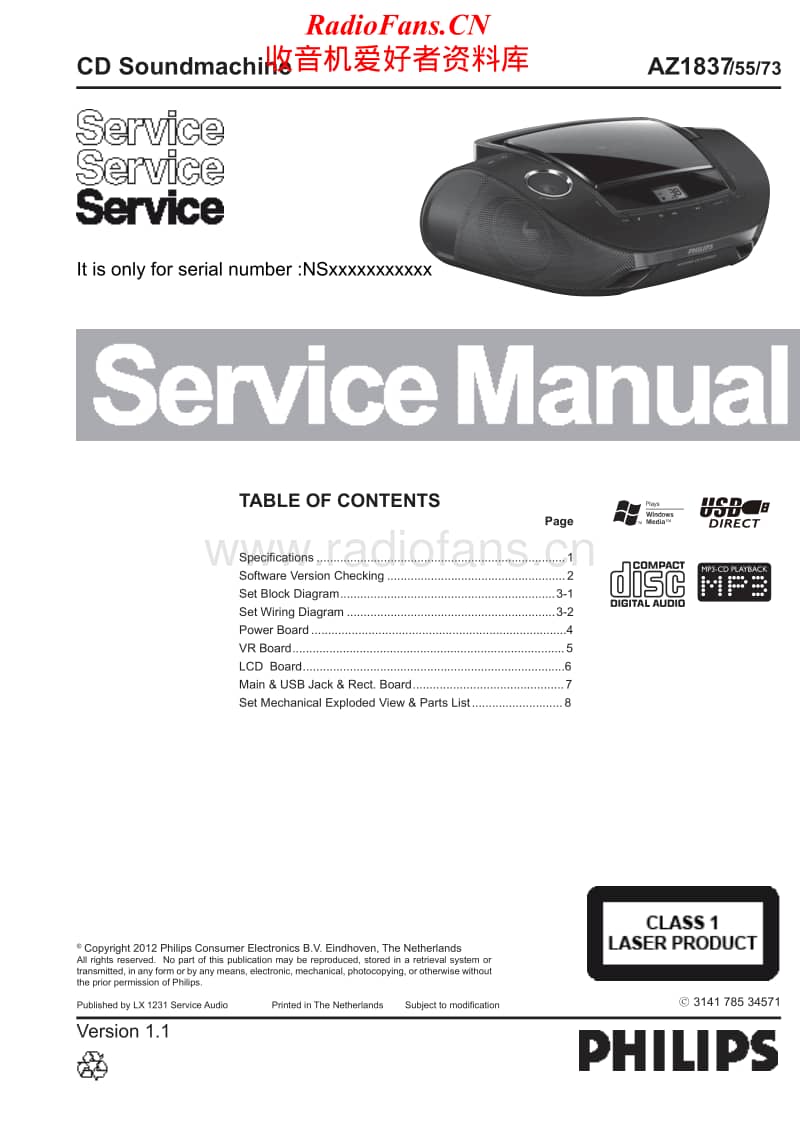 Philips-AZ-1837-Service-Manual电路原理图.pdf_第1页