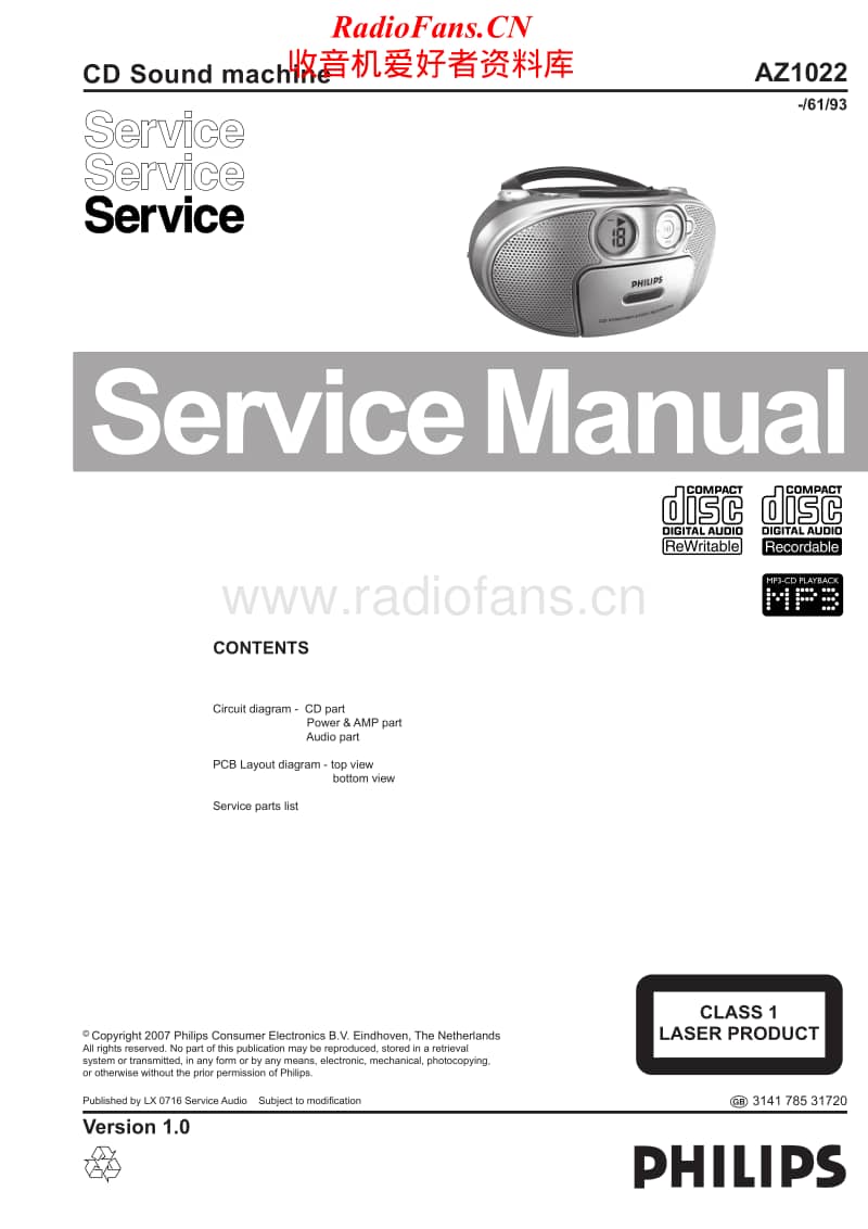 Philips-AZ-1022-Service-Manual电路原理图.pdf_第1页