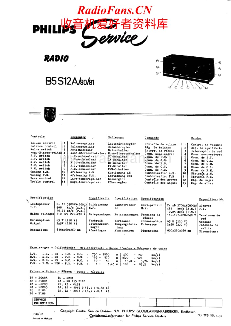 Philips-B-5-S-12-A-Service-Manual电路原理图.pdf_第1页