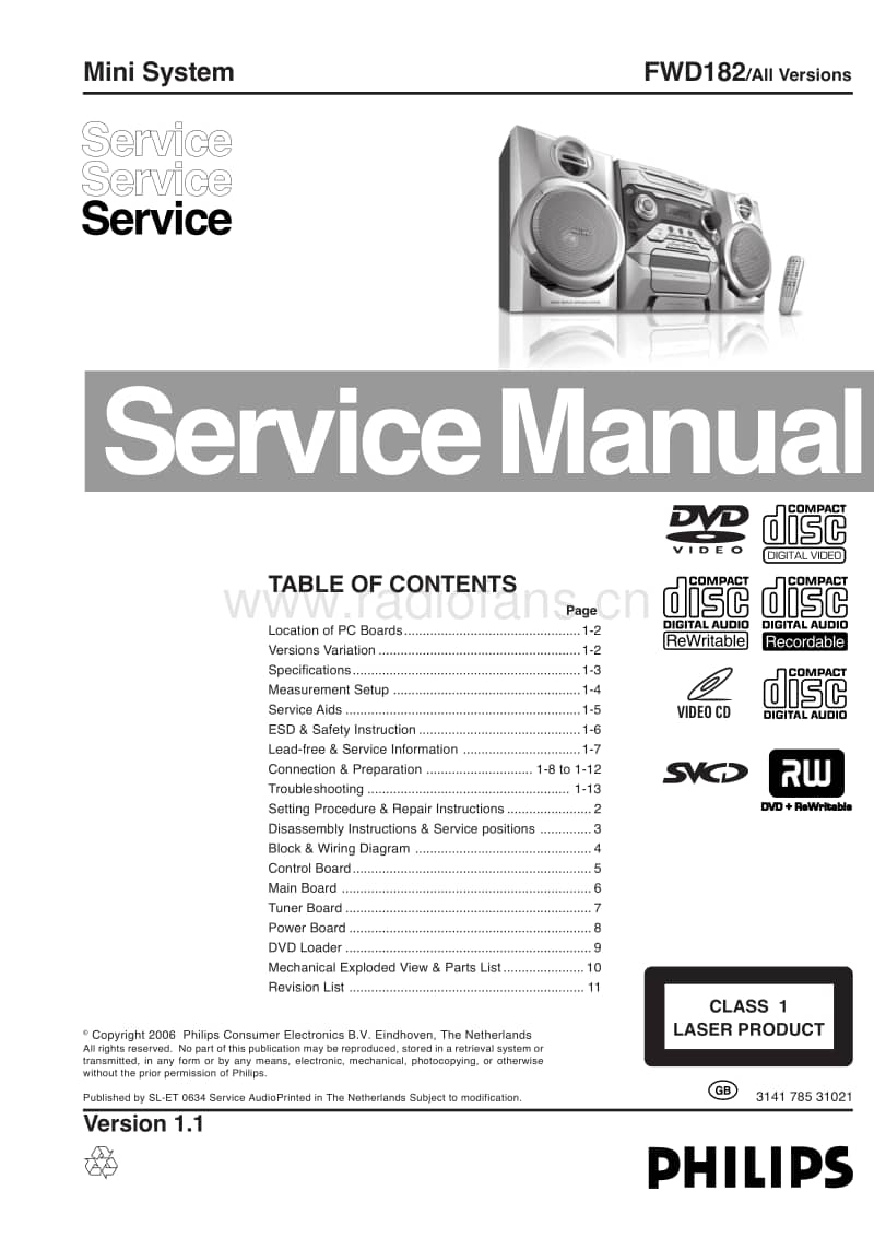 Philips-FWD-182-Service-Manual电路原理图.pdf_第1页