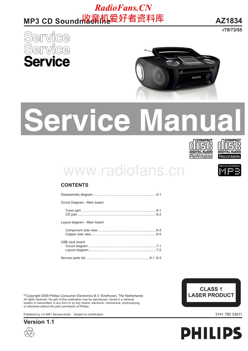 Philips-AZ-1834-Service-Manual电路原理图.pdf_第1页