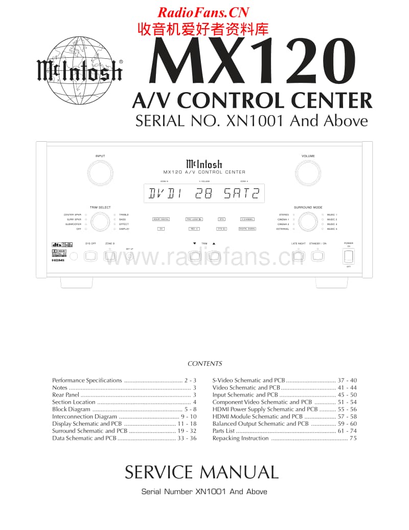 McIntosh-MX-120-Service-Manual电路原理图.pdf_第1页