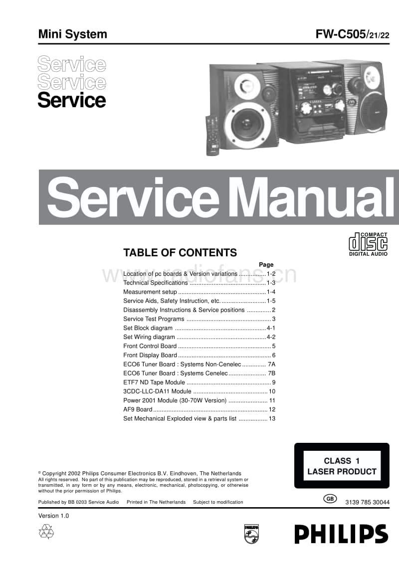 Philips-FWC-505-Service-Manual电路原理图.pdf_第1页