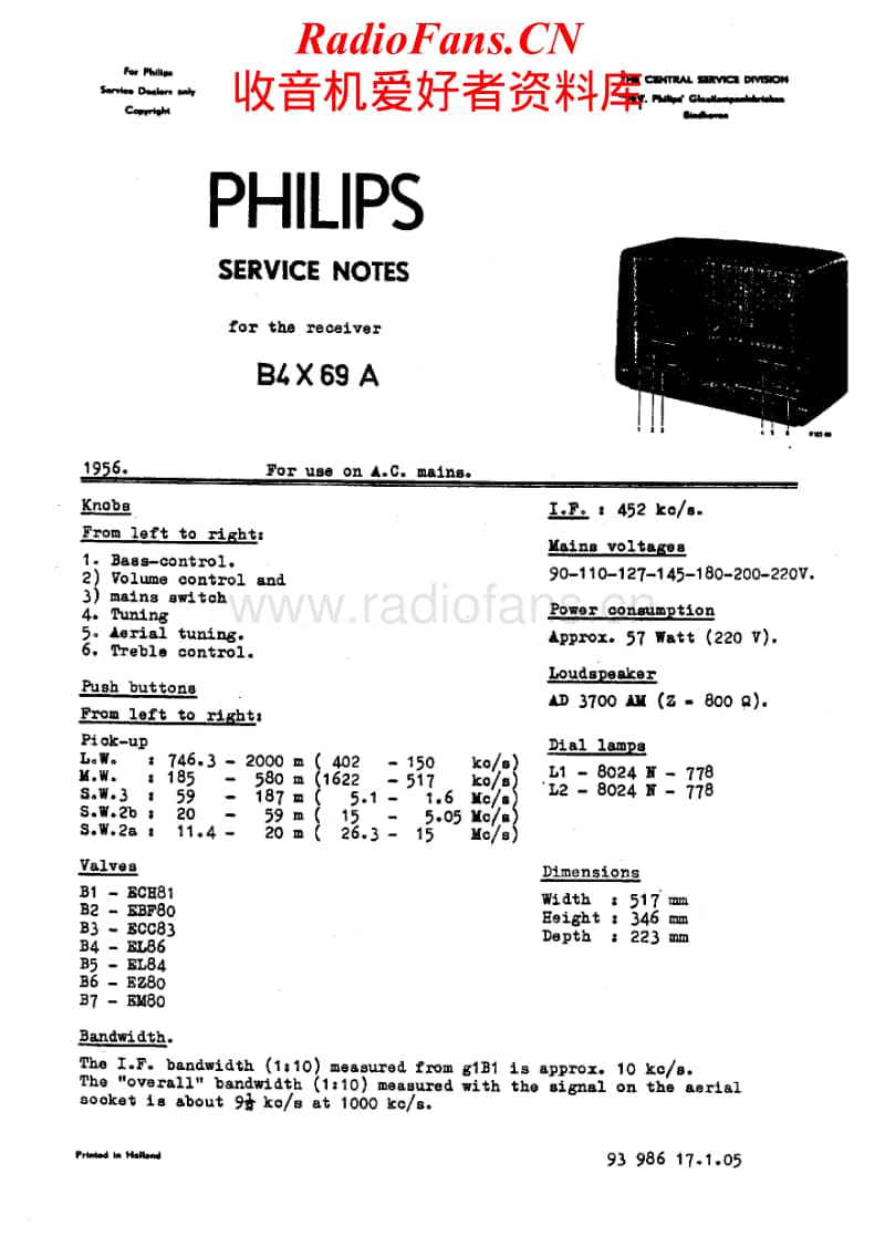 Philips-B-4-X-69-A-Service-Manual电路原理图.pdf_第1页