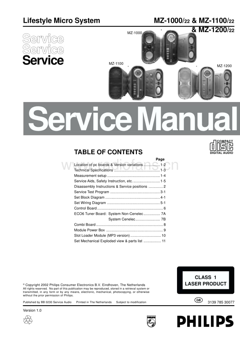 Philips-MZ-1100-Service-Manual电路原理图.pdf_第1页