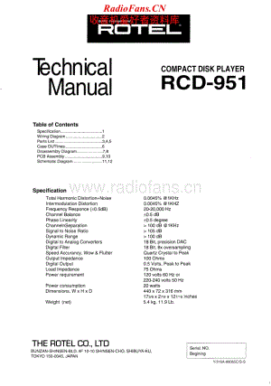 Rotel-RCD-951-Service-Manual电路原理图.pdf
