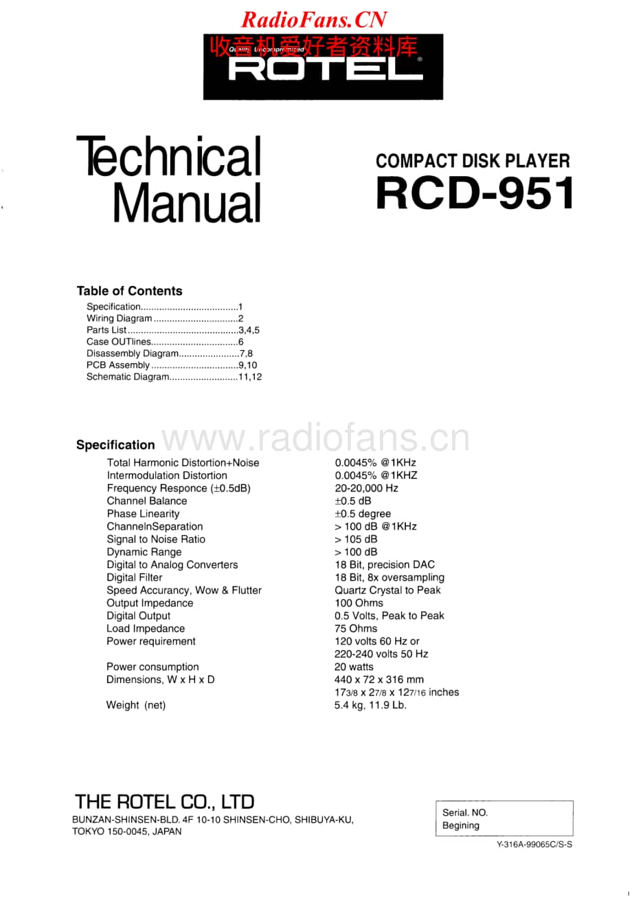 Rotel-RCD-951-Service-Manual电路原理图.pdf_第1页