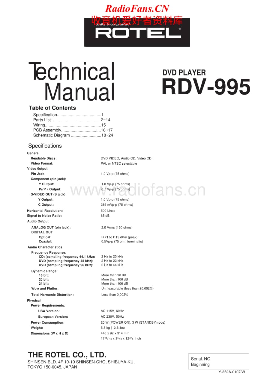 Rotel-RDV-995-Service-Manual电路原理图.pdf_第1页